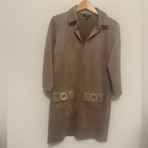 MSK Brown Midi Dress with Gold Accents